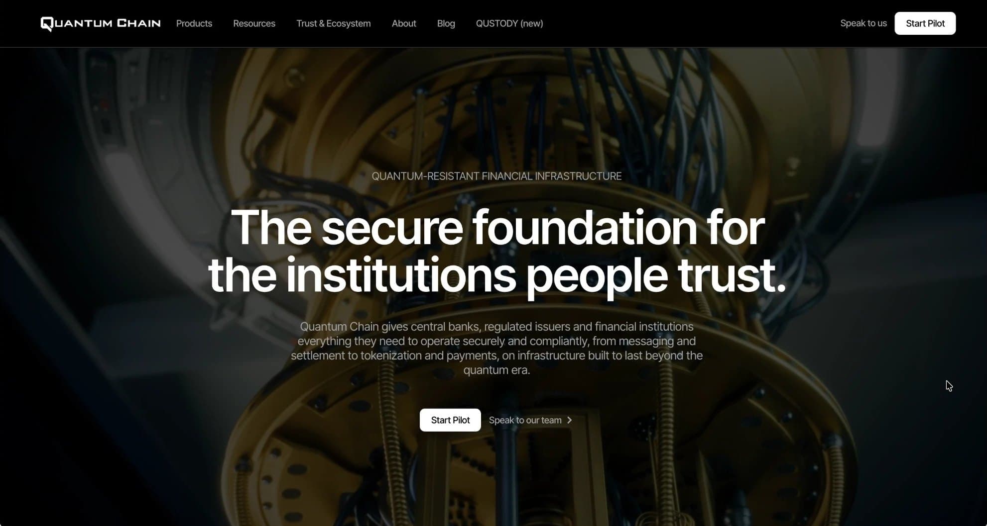 Quantum Chain website homepage, designed and built by Shayan Ramezani
